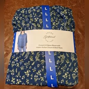 Jachs Girlfriend New York 3/4 sleeve blouse navy floral